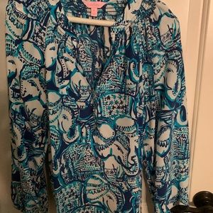 Lily Pulitzer silk blouse 40” across bust xl